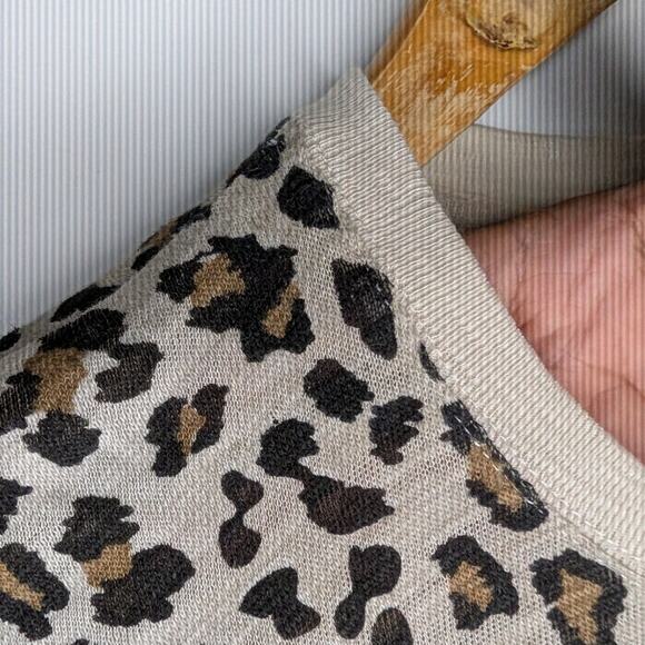 ATM Anthony Thomas Melillo Leopard Print Mixed School Boy Crew T-shirt - Picture 8 of 8